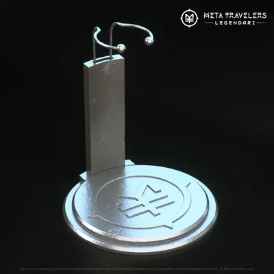 Produktbild von Legendari Actionfiguren-Ständer mit MetaTravelers Logo