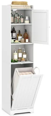 Immagine prodotto di Armadio da bagno con cesto per la biancheria, mobile alto, 40 x 40 x 170 cm, bianco