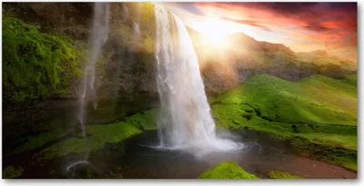 Produktbild von Tulup® Leinwandbild -100x50 cm - Wandkunst - Drucke auf Leinwand - Leinwanddruck  - Landschaften - Grün - Wasserfall