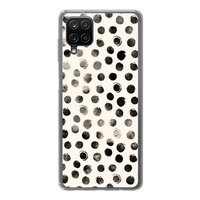 Produktbild von MuchoWow® Handyhülle Schutzhülle Hülle für Samsung Galaxy A12 Polka dots - Schwarz - Weiß Silikon Softcase Handy Hülle - Bild