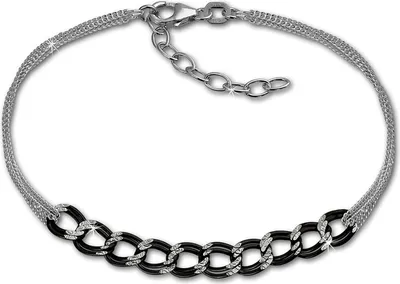 Image de SilberDream Bracelet Femme Fantaisie 925 argent rhodié 18cm noir SDA2138S