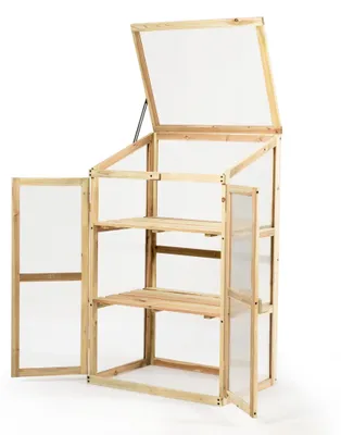 Produktbild von Frühbeetkasten aus Holz, klappbares Dach, 60 x 45 x 100 cm