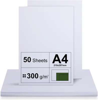 Obrázok produktu pre A4 Kartón 300 g/m², 50 Listov Biele, pre Kreatívne Remeslá