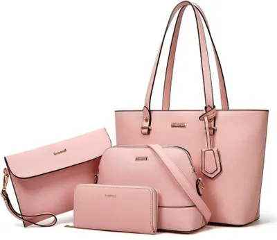 Produktbild von YTL Damen Handtasche Tote Shopper Schultertasche Umhängetasche 4-teilig Set Pink