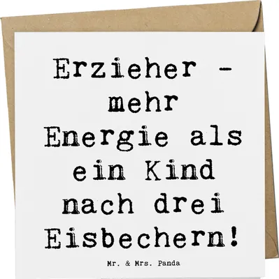 Produktbild von Mr. & Mrs. Panda doppelkarte Spruch Erzieher Energie - Weiß - Geschenk, Berufsliebe, Liebe, faltkarte, Alltagshelden, Berufe, Klappkarte, Bewunderung, anlasskarte, Beruf