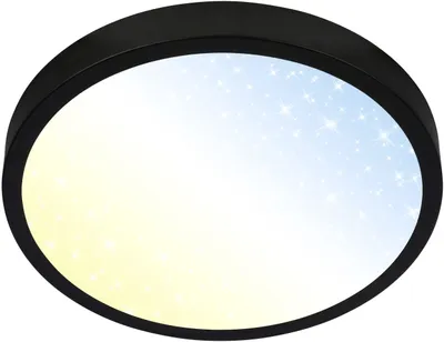 Productafbeelding van Briloner LED plafondlamp Runa, diameter 38 cm, zwart, met sterrenmotief, regelbare kleurtemperatuur (CCT)