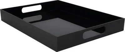 Produktbild von Famanu Dienblatt mit Griffen – Großes Schwarzes Design - L40,5 x B30 cm - Kleckerfreier Tischorganizer für Tee, Kaffee, Getränke & Frühstück