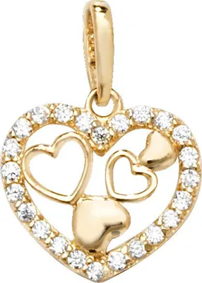 Produktbild von Atemberaubender 9 Karat (375) Gold Herz Damen - Anhänger mit Zirkonia - 15mm*11mm; TRS23709