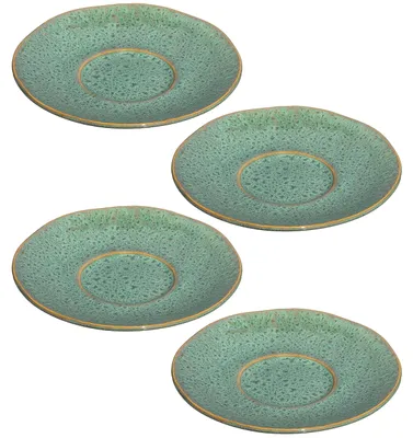 Produktbild von Leonardo Matera Unterteller 4-er Set, spülmaschinengeeignete Steingut-Unterteller für Matera Tassen, 4 Keramik-Untertassen, Ø 15 cm, grün, 018593