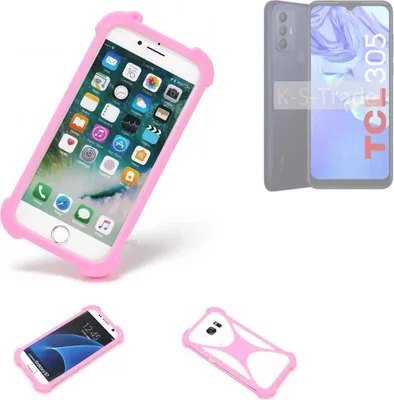 Produktbild von K-S-Trade Handy Hülle kompatibel mit TCL 305 Schutz Hülle Bumper Silikon Schutz Hülle Cover Case Silikoncase Silikonbumper TPU Softcase Smartphone,
