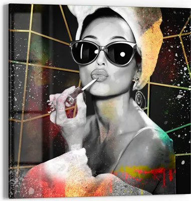 Produktbild von DEQOART Glasbild Echtglas 30x30 cm 'Stilvolle Attitüde' Wandbild Bild modern Deko