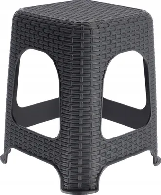 Produktbild von KADAX Hocker aus Kunststoff "Habol", Sitzhocker, Rattanhocker bis 120 kg mit Antirutschfüßen, Anthrazit, 45 cm