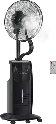 Produktbild von HOMCOM Podstavný ventilátor s vodním chlazením 3,1 litru 3 režimy Funkce mlžení 90 W Ventilátor s nastavitelným úhlem sklonu Ocel černá Výška 135 cm