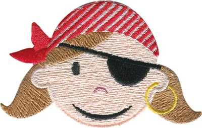 Produktbild von Piratin mit Augenklappe - Aufnäher, Bügelbild, Aufbügler, Applikationen, Patches, Flicken, Zum Aufbügeln, Größe: 6,9 x 4,6 cm