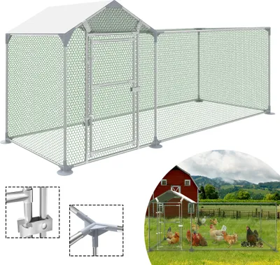 Produktbild von LZQ Venkovní kurník Střecha kurníku Drůbežárna Pozinkovaný ocelový rám s PE 3 x 1 x 1,5 m