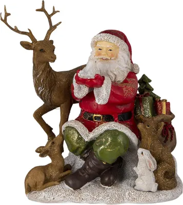 Produktbild von Clayre & Eef Figur Weihnachtsmann 18x13x19 cm Rot Braun Kunststoff