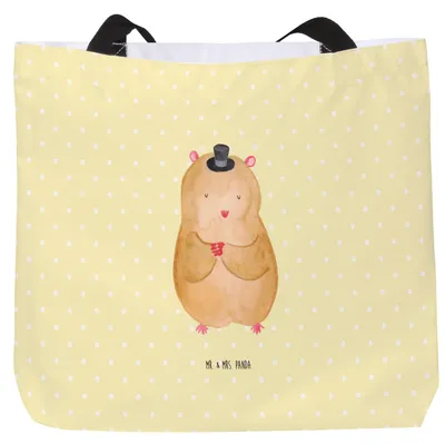 Produktbild von Mr. & Mrs. Panda Tote Bag Hamster Hut - Gelb Pastell - Geschenk, Strandtasche, Laptoptasche, Zylinder, Zauberer, Reisetasche, Lustige Sprüche, Zwerghamster, Tasche
