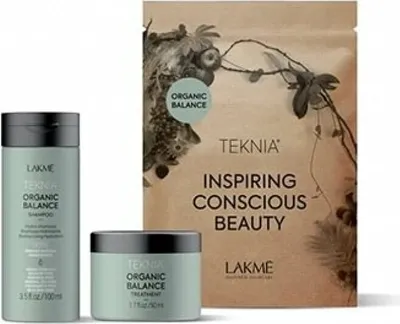Imagen del producto de Lakme Teknia: Set de viaje Organic Balance. Champú 100 ml + tratamiento capilar 100 ml