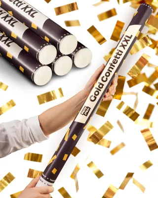 Productafbeelding van Confettikanon 5 stuks, goud, XXL, 5 tot 8 meter, voor feest