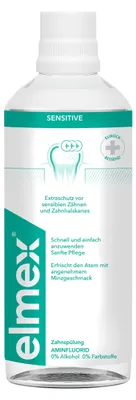 Produktbild von elmex Mundspülung 400ml Sensitive - Zahnschutz, Kariesprophylaxe, Mundhygiene
