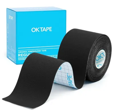 Image de Bande kinésiologique élastique, bandage sportif pour le soutien et la récupération, 5 cm x 5 m, couleur noire, 1 rouleau