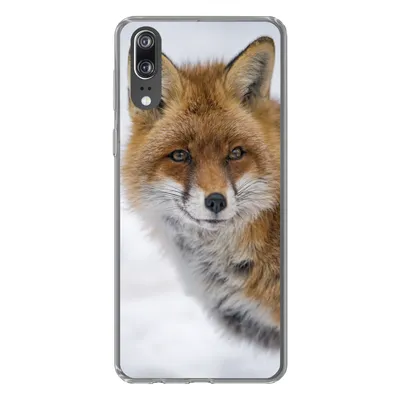 Produktbild von MuchoWow® Handyhülle Schutzhülle Hülle für Huawei P20 Fuchs - Porträt - Schnee Silikon Softcase Handy Hülle - Hardcover