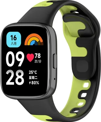 Produktbild von Silikon Ersatz Armband für Xiaomi Redmi Watch 3 Lite, Farbe:Schwarz Türkis