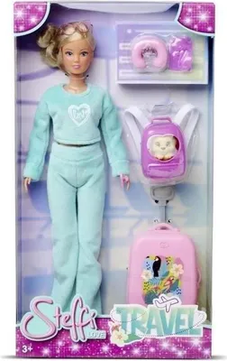Image de Poupée Mannequin Steffi Love Voyage, Avec Valise et Chiot, Poupée de Voyage, Dès 3 Ans