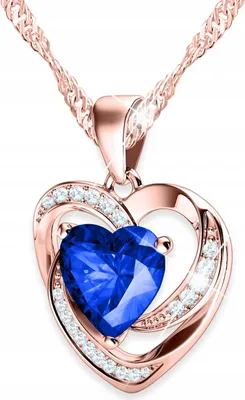 Immagine prodotto di Collana placcata oro con cuore di cristallo blu, argento 925