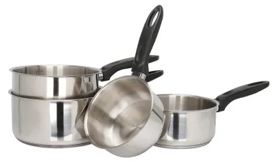 Edelstahl-Topfset 4-teilig, 14–20 cm, silber
