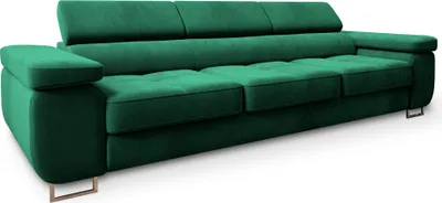 Produktbild von Sofa MOSINE Grün Velours-Stoff mit Schlaffunktion, Wohnzimmersofa, Couch, Soffa, Bettsofa, Couchgarnitur- Grün, MONOLITH 37
