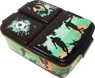 Image de Boîte à lunch pour enfants avec compartiments Boîte à pain à compartiments sans BPA - motif football