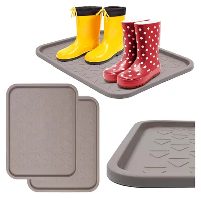 Produktbild von Set Schuhabtropfschale Schuhmatte wasserdicht, pflegeleicht, Kunststoffmatte für Haus und Garten (Beige, 38 x 50 cm, 2 Stück)