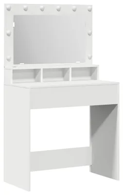 Image de vidaXL Coiffeuse avec étagère Blanc 78,5 x 41 x 135 cm Bois composite