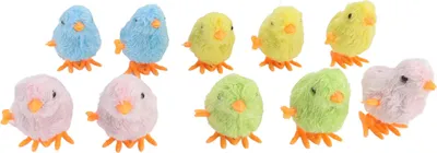 Produktbild von 10 Stück Aufzieh-Küken-Spielzeug, niedlich, lustig, bunt, hüpfendes Stoffküken-Aufziehspielzeug für Katzen, Kätzchen und Kleinkinder