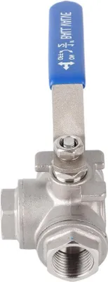 Immagine prodotto di Valvola a sfera in acciaio inossidabile 304 da 2 pollici con testa a T, a 3 vie, filettatura interna - maniglia - per acqua, olio e gas da 1/2 pollice