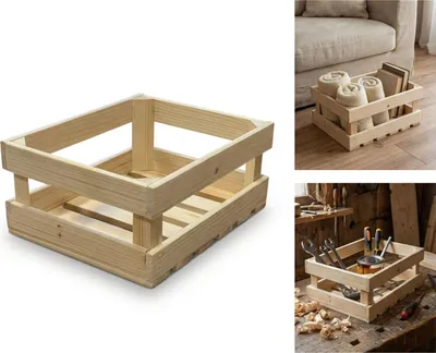 Produktbild von HOLZKISTE aus Kiefernholz 40 x 30 x 17 cm, ökologisch, natürlich, zur Aufbewahrung im Haushalt