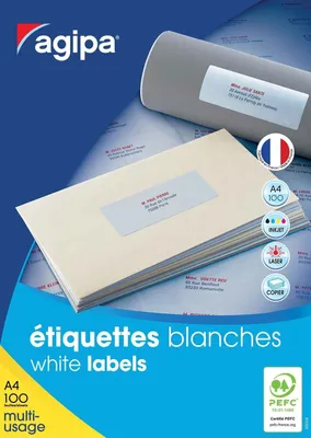 Produktbild von agipa Universal Etiketten 105,0 x 74,0 mm mit Abziehhilfe weiß 800 Etiketten