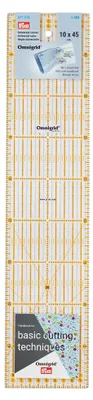 Universal-Lineal 10 x 45 cm, transparent/gelb, mit Winkelmarkierungen