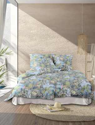 Produktbild von Irisette Mako-Satin Bettwäsche-Garnitur Tokio 8598 Farbe blau Größe 135x200+80x80
