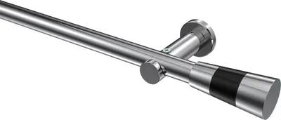 Produktbild von Interdeco Gardinenstange / Vorhangstange Chrom, Typ Platon Tanara (Konus Bicolor) ohne Ringe, 20 mm Ø 1-läufig, 120 cm