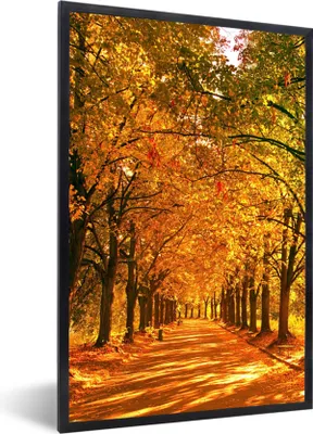 Produktbild von MuchoWow® Gerahmtes Poster Wald - Herbst - Jahreszeiten - Ländlich 60x90 cm - Poster mit Schwarzem Bilderrahmen Wandposter Rahmen Foto Bilder - Kunst