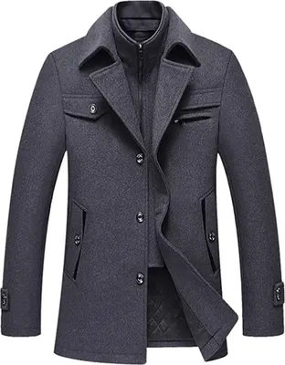Produktbild von ASKSA Pánský středně dlouhý zimní kabát Vlněný kabát Zimní bunda, šedá, 3XL