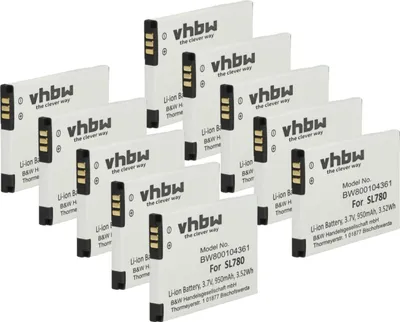 Produktbild von vhbw 10x Akku kompatibel mit Bintec-Elmeg D141 DECT schnurlos Festnetz Telefon (950 mAh, 3,7 V, Li-Ion)