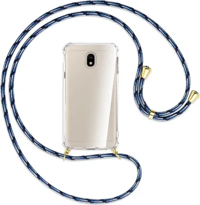 Produktbild von Handykette Backcover-Schutzhülle mit Band (Metall goldfarben) für Samsung Galaxy J3 2017 - Blautöne