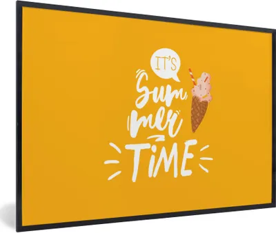 Produktbild von MuchoWow® Gerahmtes Poster Sommer - Gelb - Eiscreme 90x60 cm - Poster mit Schwarzem Bilderrahmen Wandposter Rahmen Foto Bilder - Fotorahmen - Foto-Plakat