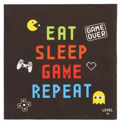 Image de 20 serviettes Gamer - Toujours jouer 33x33cm