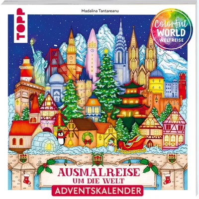 Produktbild von TOPP Verlag Ausmalreise um die Welt, Box, Freistehend, Mehrfarbig