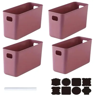 4er-Set Aufbewahrungsboxen, Kunststoff, lila, 37×13×15 cm