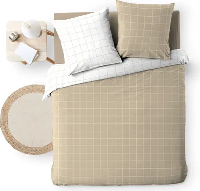 Image de Parure de lit - Douceur d'Intérieur - Cadria - Coton - 240x220cm - Beige